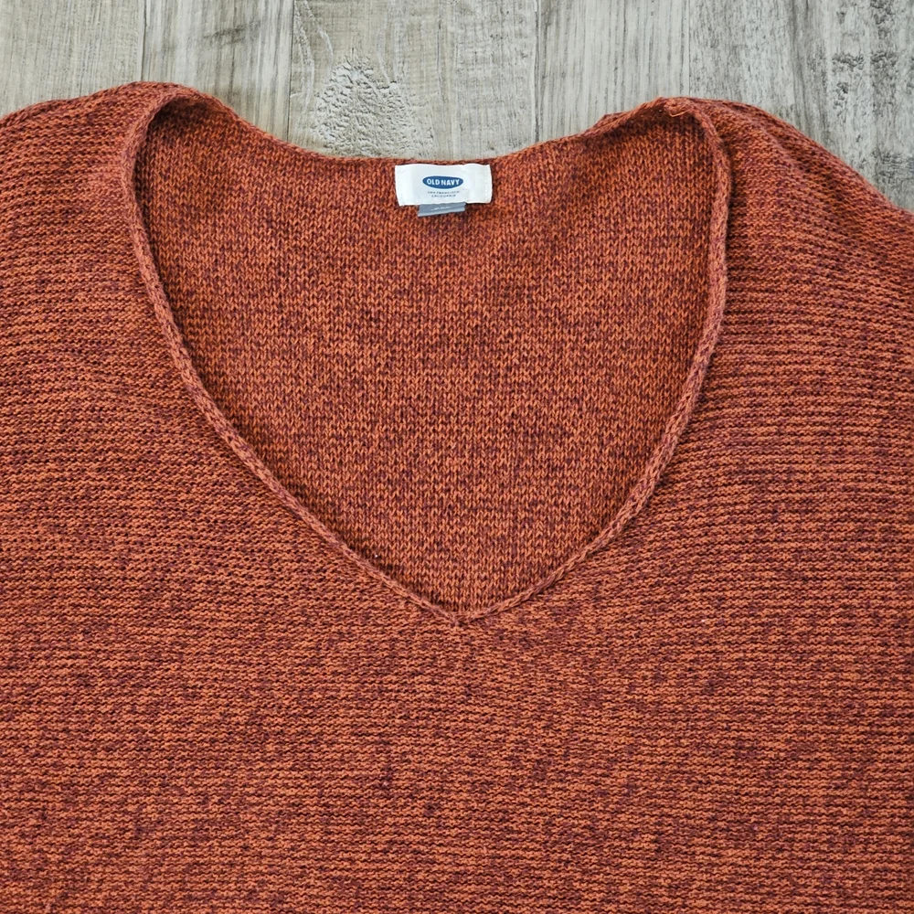 Old Navy Womens V-neck Plus Size Pullover Sweater Rust Size XXL